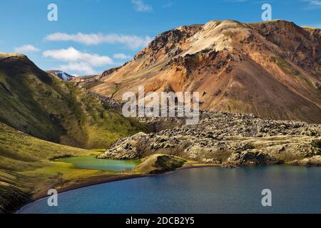 lac Frostastastadavatn, Islande, Landmannalaugar, Parc national de Fjallabak, Frostastastadavatn Banque D'Images