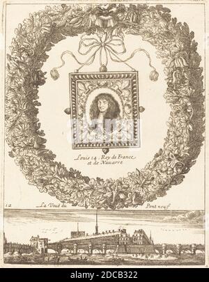 François le Febvre, (artiste), français, actif 1635/1657, la vie du Pont neuf; Louis XIV Roy de Franceet de Navarre, Livre nouveau de sorties d'orfevries : pl.12, (série), probablement 1665, gravure Banque D'Images