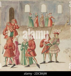 Allemand XVIe siècle, (artiste), Mascarade, Freydal, (série), c. 1515, stylo et encre marron avec aquarelle sur papier couté, image: 23.3 cm (9 3/16 in.), feuille: 34.1 x 26.2 cm (13 7/16 x 10 5/16 in Banque D'Images