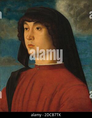 Giovanni Bellini, (artiste), Venetian, c. 1430/1435 - 1516, Portrait d'un jeune homme en rouge, c. 1480, huile et tempera sur panneau, hors tout: 32 x 26.5 cm (12 5/8 x 10 7/16 in.), encadré: 50.5 x 44.9 x 3.5 cm (19 7/8 x 17 11/16 x 1 3/8 in Banque D'Images