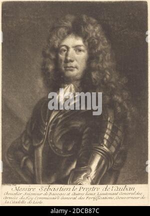 Louis Bernard, (artiste), français, actif 1680/1717, François de Troy, (artiste d'après), français, 1645 - 1730, Portrait de M. Sébastien le Prestre de Vauban, mezzoint Banque D'Images