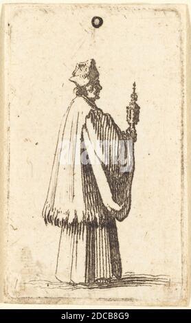 Abraham Bosse, (artiste), Français, 1602 - 1676, Jacques Callot, (artiste), Français, 1592 - 1635, prêtre portant le Saint Sacrement de l'Eucharistie, gravure Banque D'Images