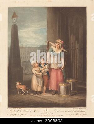 Luigi Schiavonetti, (artiste), italien, 1765 - 1810, Francis Wheatley, (artiste après), britannique, 1747 - 1801, lait sous les femmes de ménage, les cris de Londres, (série), 1793, gravure en couleur à l'aide d'une pince Banque D'Images