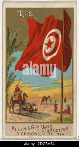 Tunis, de Flags of All Nations, série 2 (N10) pour Allen & amp ; Ginter cigarettes Brands, 1890. Banque D'Images