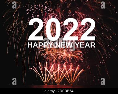 Bonne année 2022 avec Fireworks arrière-plan. Nouvel An 2022 Célébration Banque D'Images