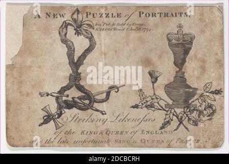 Puzzle Portraits des rois et des reines d'Angleterre et de France, 1794. Banque D'Images