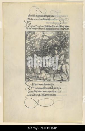 Unfalo entraînant la chute de Theuerdanck dans un piège pendant une chasse, de Theuerdanck, 1517. Banque D'Images