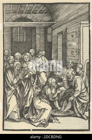 Christ lavant les pieds de Saint Pierre, de Speculum passionis domini nostri Ihesu Christi, 1507. Banque D'Images