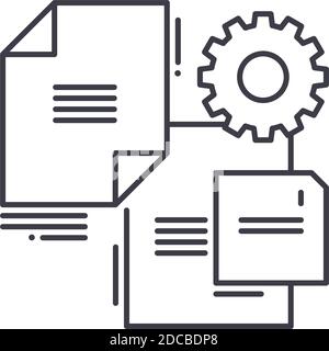 Icône de fichier de données, illustration isolée linéaire, vecteur de ligne mince, symbole de conception Web, symbole de concept de contour avec contour modifiable sur fond blanc. Illustration de Vecteur