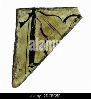 Fragment de verre, français, XIIe-XVe siècle (?). Banque D'Images