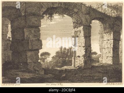 Jean Morin, (artiste), français, ch. 1600 - 1650, Claude Lorrain, (artiste après), français, 1604/1605 - 1682, ruines d'un aqueduc, gravure et gravure Banque D'Images