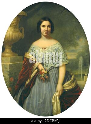 Francis Bicknell Carpenter, (artiste), cuisine américaine, 1830 - 1900, Lucy Tappan Bowen (Mme Henry C. Bowen), 1859, huile sur toile, hors tout (ovale) : 142.7 x 111.4 cm (56 3/16 x 43 7/8 po.), encadré : 179.1 x 147.3 x 11.4 cm (70 1/2 x 58 x 4 1/2 po Banque D'Images