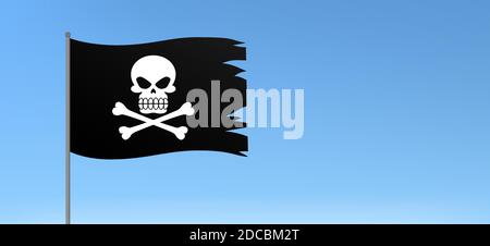 Drapeau pirate noir avec tête de mort et crossos symbole Jolly roger illustration vectorielle Illustration de Vecteur
