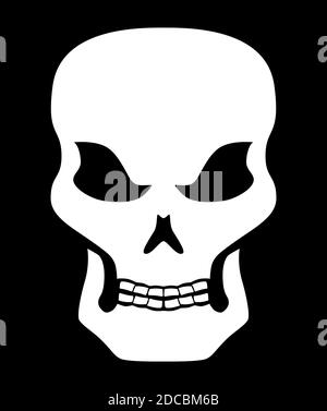 Illustration du vecteur tatouage tête crâne de Halloween ou crâne blanc effrayant Illustration de Vecteur
