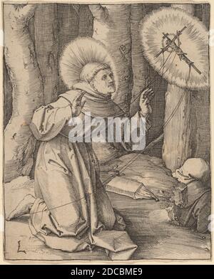 Lucas van Leyden, (artiste), Netherlandish, 1489/1494 - 1533, Saint François d'Assise recevant le Stigmata, c. 1514, gravure, feuille : 10.48 × 7.94 cm (4 1/8 × 3 1/8 po Banque D'Images