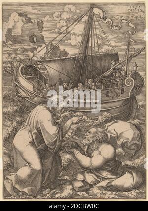 Dirk Jacobsz Vellert, (artiste), Flamand, actif 1511/1544, Saint Peter Walking on the Water, 1525, gravure Banque D'Images