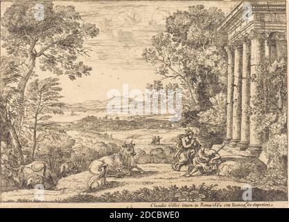 Claude Lorrain, (artiste), français, 1604/1605 - 1682, Mercure et Argus, 1662, gravure Banque D'Images