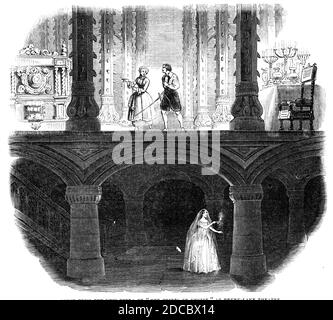 Scène du nouvel opéra des brides de Venise, au théâtre Drury-Lane, 1844. "Lundi dernier, le nouvel opéra de Benoît, intitulé "les brides de Venise", a été produit avec le plus grand succès... l'héroïne Francesca dans une prison des voleurs. De "Illustrated London News", 1844, vol I. Banque D'Images