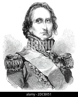 Maréchal Soult, 1844. Portrait de Jean-de-Dieu Soult (1769-1851) général et homme d'État français, maréchal général et Premier ministre français. De "Illustrated London News", 1844, vol I. Banque D'Images