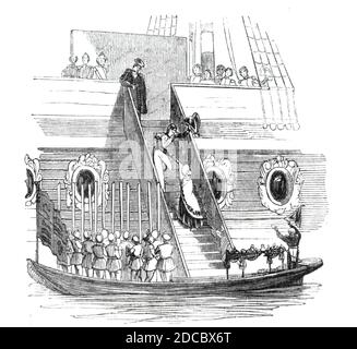 Sa Majesté à bord du Royal George, 1842. Queen Victoria conseils de "Illustrated London News", 1844, vol I. Banque D'Images