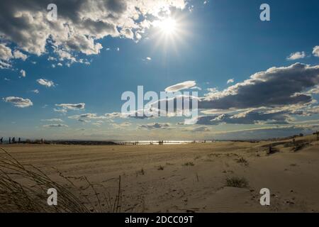 Vue sur le paysage de la plage de l'Agde, dans le sud de la France Banque D'Images