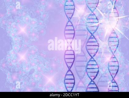 Structure des molécules d'ADN sur fond fractal magique. Science et technologie, rendu 3d Banque D'Images