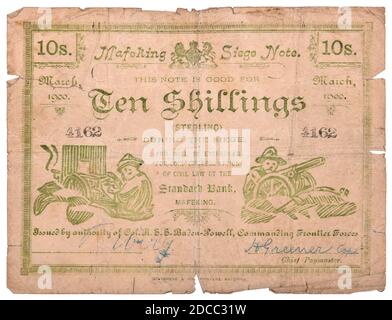 Siège de Mafeking dix shillings Note Banque D'Images