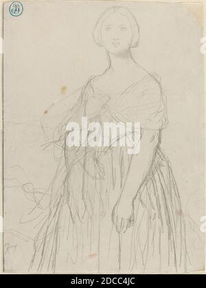 Jean-Auguste-Dominique Ingres, (artiste), français, 1780 - 1867, croquis de Madame Moitessier, graphite sur papier vélin, total: 20.7 x 15.5 cm (8 1/8 x 6 1/8 po Banque D'Images