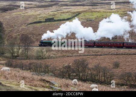 Le moteur à vapeur Flying Scotsman LNER classe A3 n° 60103 Après la restauration tire un train de Goathland à Levisham on Le North York Moors Railway Banque D'Images
