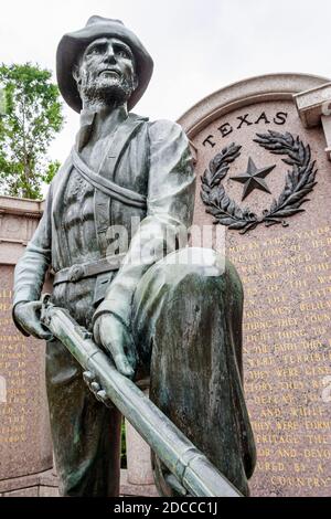 Mississippi Vicksburg National Military Park, champ de bataille du site de la guerre de Sécession, Texas Memorial statue soldat, Banque D'Images