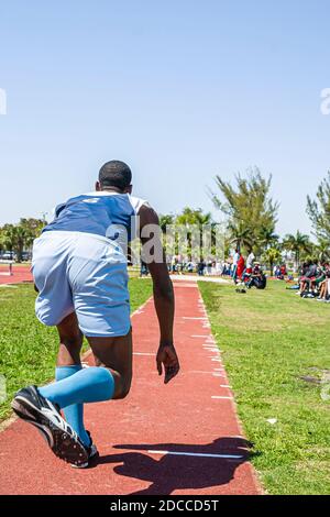 Miami Florida, Tropical Park Greater Miami Athletic Conference championnats, course et concours d'étudiants du secondaire en compétition, adolescents Banque D'Images