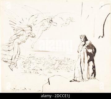 William Etty, (artiste), British, 1787 - 1849, scène de l'Inferno (canto IX), stylo et encre noire avec lavage gris, total: 25.8 x 20.4 cm (10 3/16 x 8 1/16 po Banque D'Images