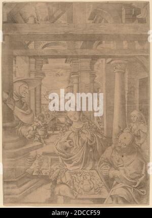 Frans Crabbe van Espleghem, (artiste), Flamand, c. 1480 - 1552, l'adoration des bergers, gravure Banque D'Images