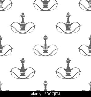 Motif sans couture Arabic Hookah Silhouette isolé sur fond blanc Illustration de Vecteur