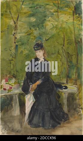 Berthe Morisot, (artiste), français, 1841 - 1895, la sœur de l'artiste EDMA assise dans un parc, 1864, aquarelle, hors tout : 24.9 x 15.1 cm (9 13/16 x 5 15/16 po Banque D'Images
