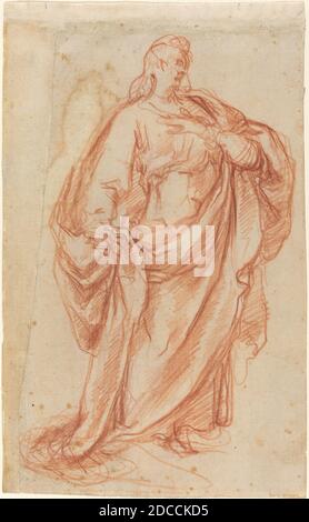 Cherubino Alberti, (artiste), Roman, 1553 - 1615, prudence, c. 1601, craie rouge sur papier ponté, hors tout : 28.7 x 17.7 cm (11 5/16 x 6 15/16 po Banque D'Images