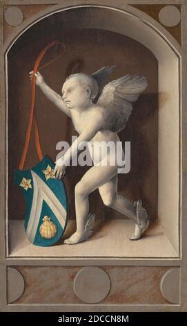 Bernard van Orley, (artiste), Netherlandish, c. 1488 - 1541, Putto avec les armoiries de Jacques Coëne, c. 1513, huile sur panneau, surface peinte : 54.4 x 32.9 cm (21 7/16 x 12 15/16 in.), hors tout (panneau) : 54.9 x 33.3 cm (21 5/8 x 13 1/8 in.), encadré : 63 x 41.8 x 5.7 cm (24 13/16 x 16 7/16 x 2 1/4 in Banque D'Images