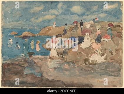 Maurice Prendergast, (artiste), cuisine américaine, 1858 - 1924, Revere Beach, ch. 1896, aquarelle sur graphite sur papier vélin, feuille : 25.4 × 35.5 cm (10 × 14 po Banque D'Images