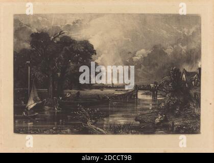 David Lucas, (artiste), britannique, 1802 - 1881, John Constable, (artiste après), britannique, 1776 - 1837, River Stour, in ou après 1830, mezzotint Banque D'Images