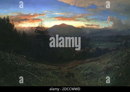 Coucher de soleil sur le Mont Diablo par William Keith 1877. Banque D'Images