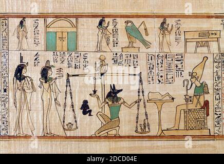Pesée du coeur, Livre des morts pour le chanteur d'Amun, Nany Banque D'Images