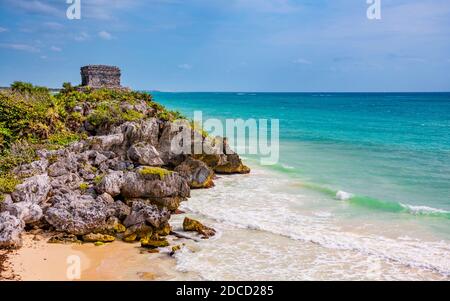 Ruines de Tulum, Riviera Maya Mexixo. Banque D'Images