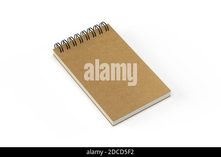 Maquette d'ordinateur portable avec couverture marron isolée sur fond blanc - rendu 3d Banque D'Images