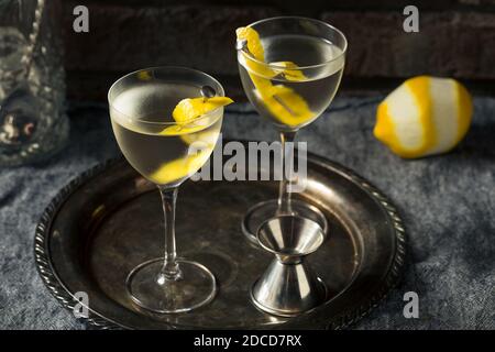 Martini de bain sec au citron avec vermouth Banque D'Images