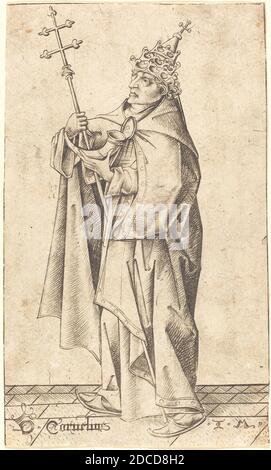 Israhel van Meckenem, (artiste), allemand, c. 1445 - 1503, Saint Cornelius, c. 1470, gravure Banque D'Images