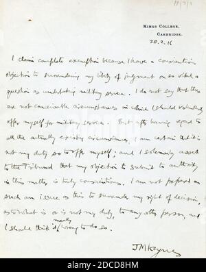 Objection de Keynes 1916. Banque D'Images