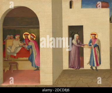 FRA Angelico, (artiste), Florentine, c. 1395 - 1455, la guérison de Palladia par Saint Cosmas et Saint Damian, c. 1438/1440, tempera et huile sur panneau en peuplier, surface peinte: 36.2 x 46.3 cm (14 1/4 x 18 1/4 in.), support: 38.1 x 47.5 cm (15 x 18 11/16 in.), encadré: 49.5 x 60.3 x 5.1 cm (19 1/2 x 23 3/4 x 2 in Banque D'Images