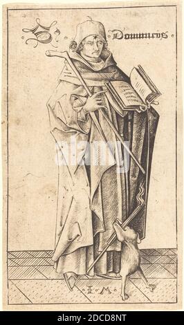 Israhel van Meckenem, (artiste), allemand, c. 1445 - 1503, Saint Dominique, ch. 1470, gravure Banque D'Images