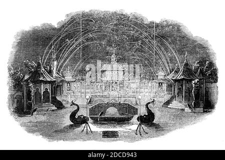 Feu d'artifice au Vauxhall Pleasure Garden, 1845 Banque D'Images