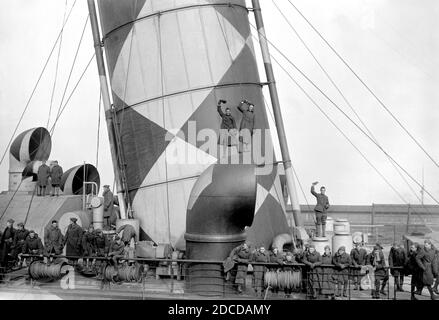 WWI, RMS Mauretania, Dazzle Camouflage, 1918 Banque D'Images